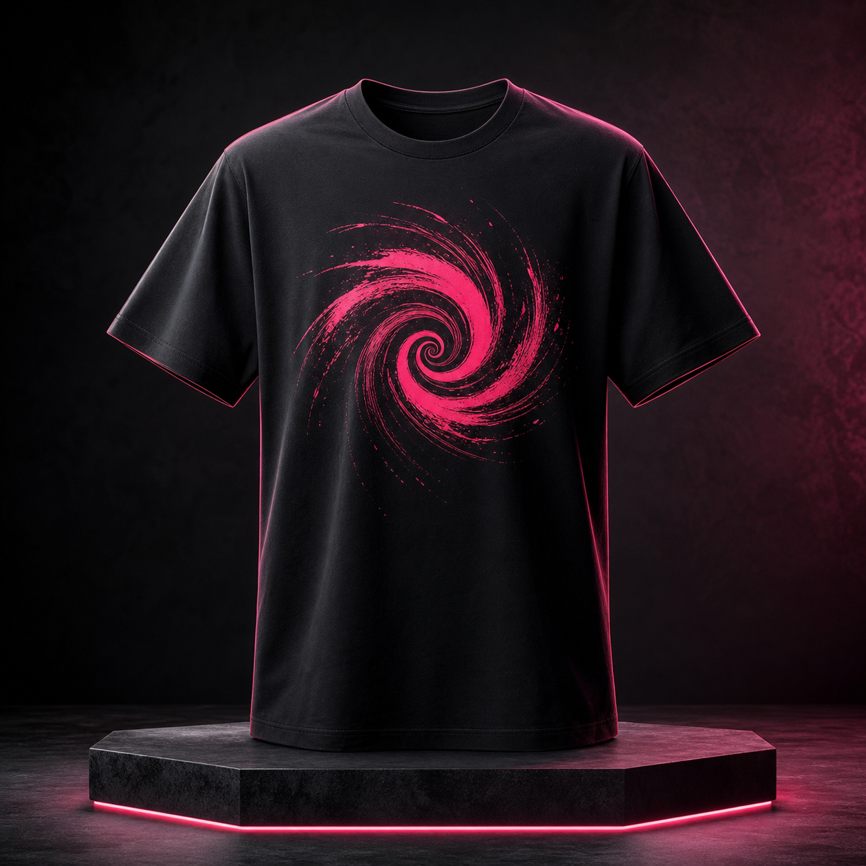 Black gaming T-shirt with a pink graphic